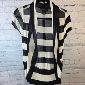 White House Black Market Black and White Striped Cardigan